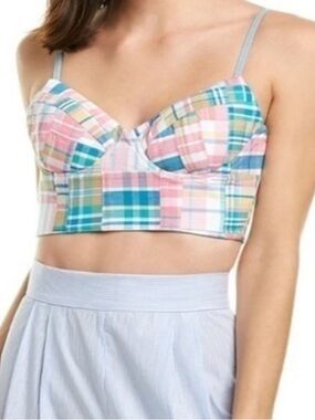 JCREW Colorful Plaid Button-Front Crop Top - Multi! NWT! 10